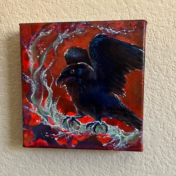 Original painting raven crow art ooak surreal artwork direct from artist USA - Picture 4 of 9
